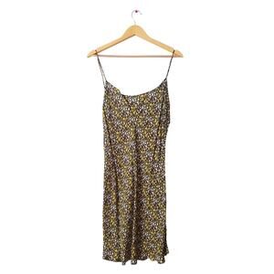 J. Crew Floral Print Satin Slip Dress Green Size 14
